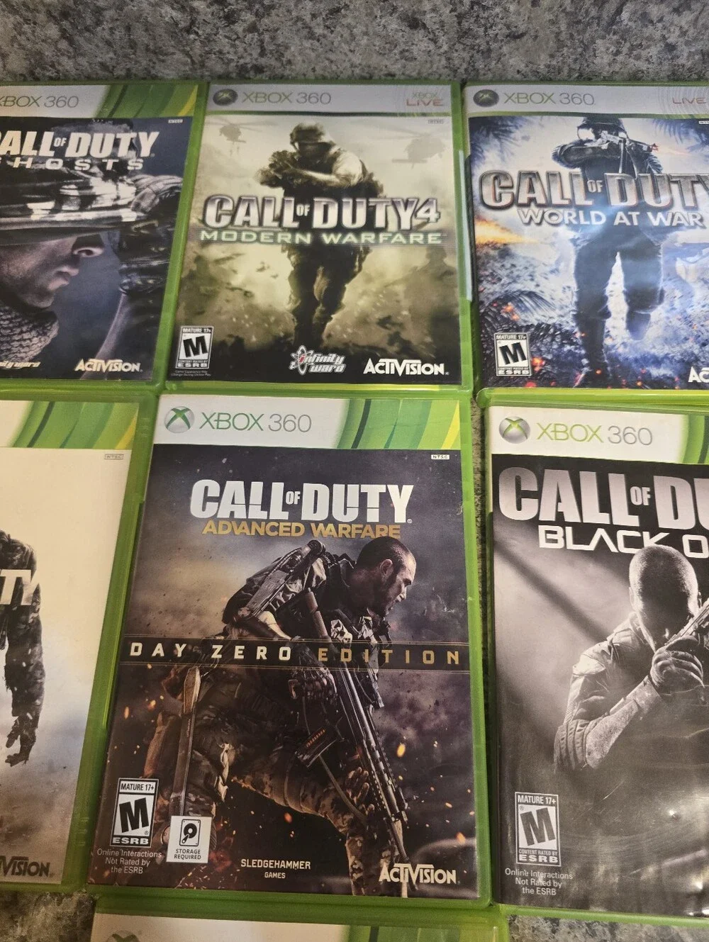 Call Of Duty Lot Of 7 Games Xbox 360 (Black Ops/Advanced Warfare/World Of War)